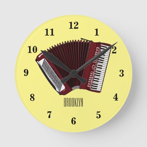 Accordion cartoon illustration round clock