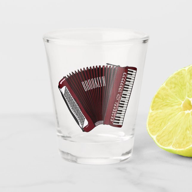 Accordion cartoon illustration shot glass (Front)