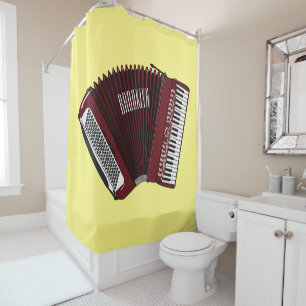 Accordion cartoon illustration shower curtain