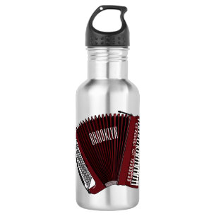 Accordion cartoon illustration stainless steel water bottle