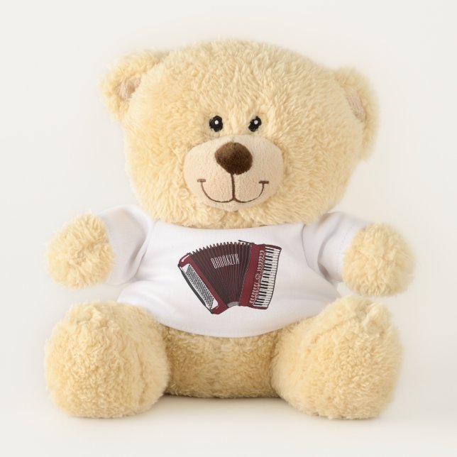 Accordion cartoon illustration teddy bear (Front)