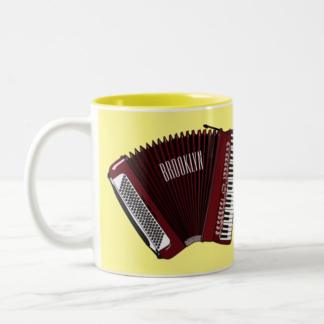 Accordion cartoon illustration Two-Tone coffee mug (Left)