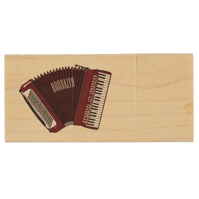 Accordion cartoon illustration wood flash drive (Front)