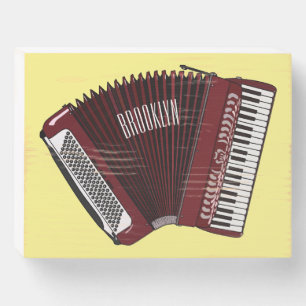 Accordion cartoon illustration wooden box sign