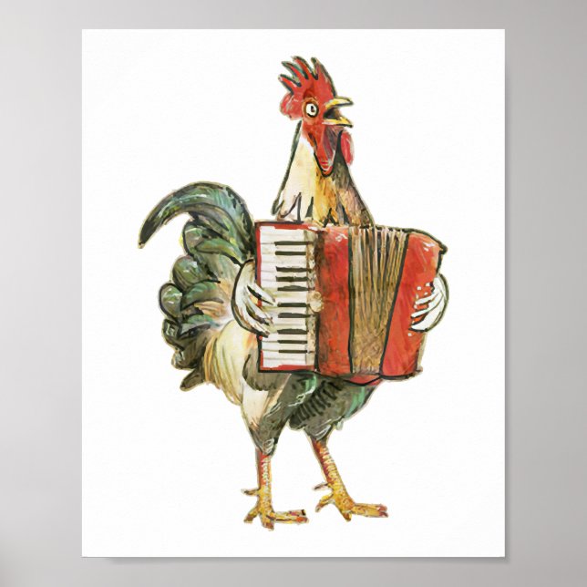 Accordion Chicken Shirt, Chicken Shirt, Chicken Mu Poster (Front)