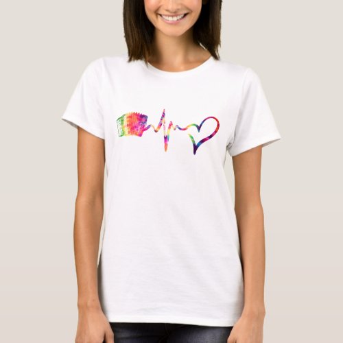 Accordion heartbeat Tie Dye music instrument heart T_Shirt