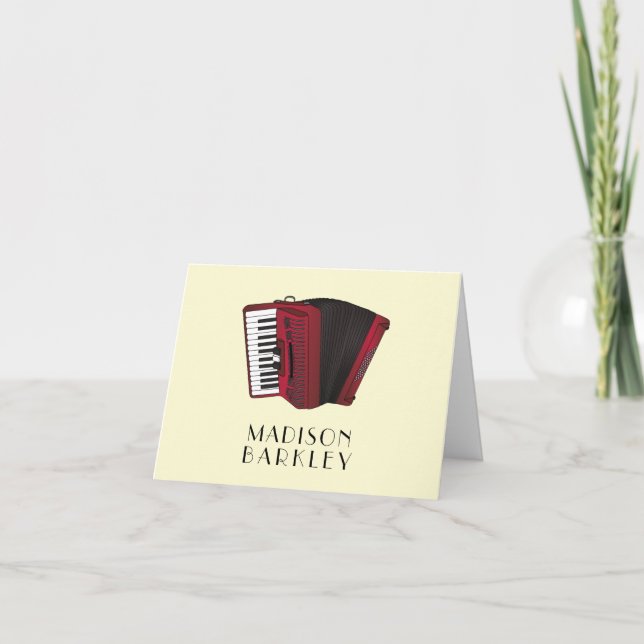 Accordion Instrument Musician Music Teacher Note Card (Front)