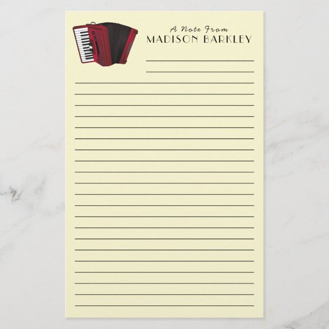 Accordion Instrument Musician Music Teacher Stationery (Front)
