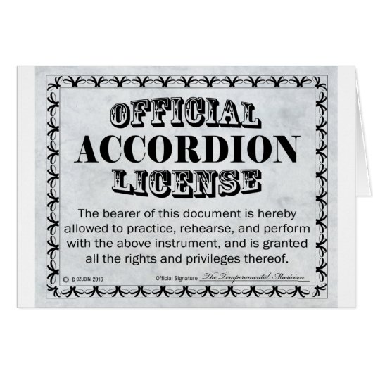 Accordion License (Front Horizontal)
