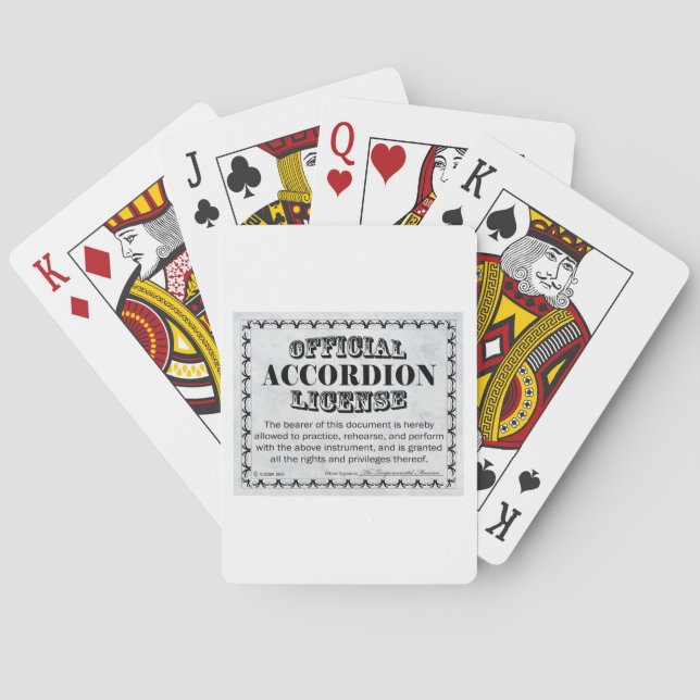 Accordion License Poker Cards (Back)