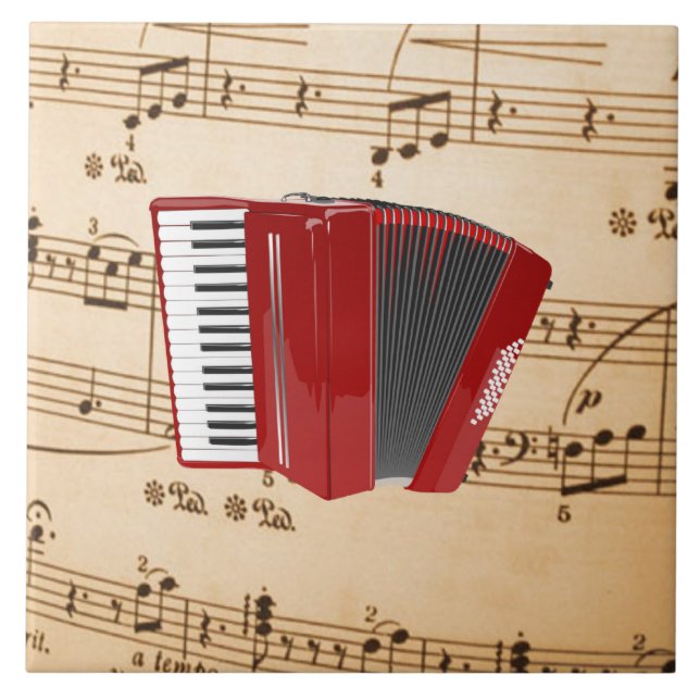 Accordion Music, popular design, Ceramic Tile (Front)