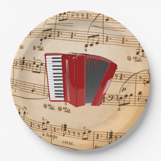 Accordion Music, popular design, Paper Plates (Front)