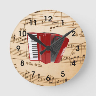 Accordion Music, popular design, Round Clock