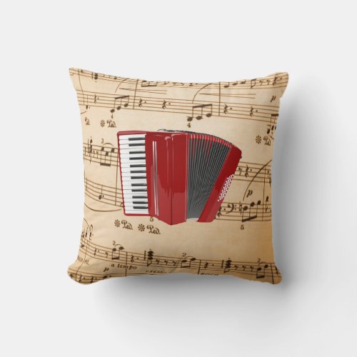 Accordion Music popular design Throw Pillow
