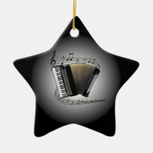 Accordion ~  Musical Globe ~ Musical Scale ~ Ceramic Ornament