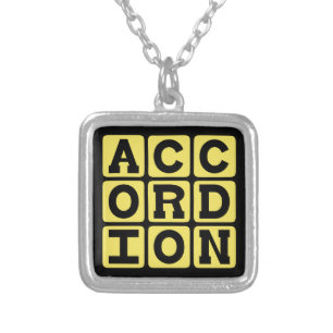 Accordion, Musical Instrument Silver Plated Necklace