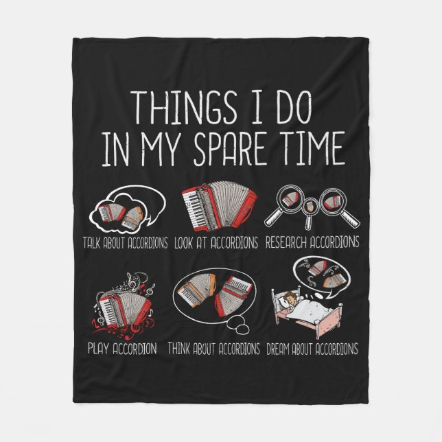 Accordion Player Gift Men Folk Music Accordion Fleece Blanket (Front)