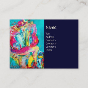 ACCORDION PLAYER IN THE NIGHT, blue Business Card