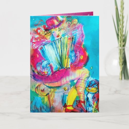 ACCORDION PLAYER IN THE NIGHT Watercolor Card