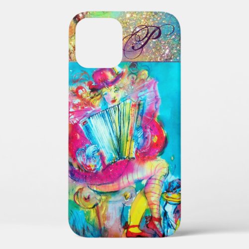 ACCORDION PLAYER IN THE NIGHT  Watercolor MONOGRAM iPhone 12 Case