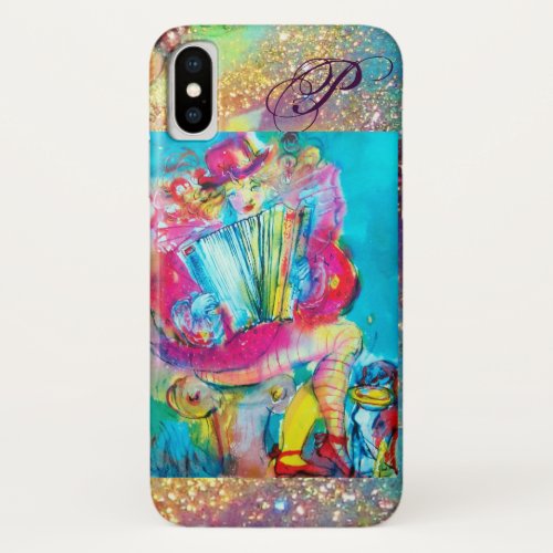 ACCORDION PLAYER IN THE NIGHT  Watercolor MONOGRAM iPhone XS Case