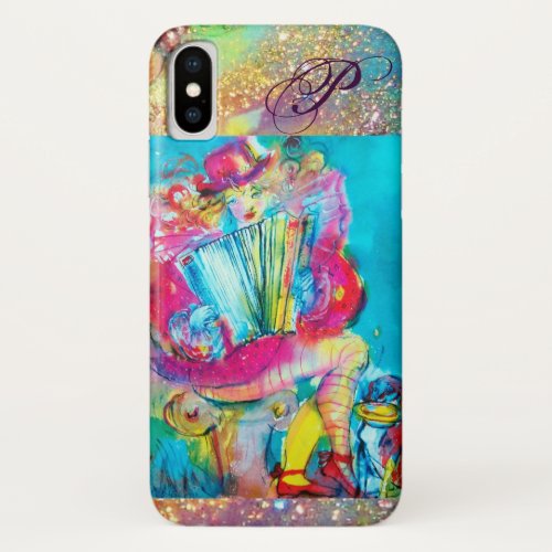 ACCORDION PLAYER IN THE NIGHT  Watercolor MONOGRAM iPhone X Case
