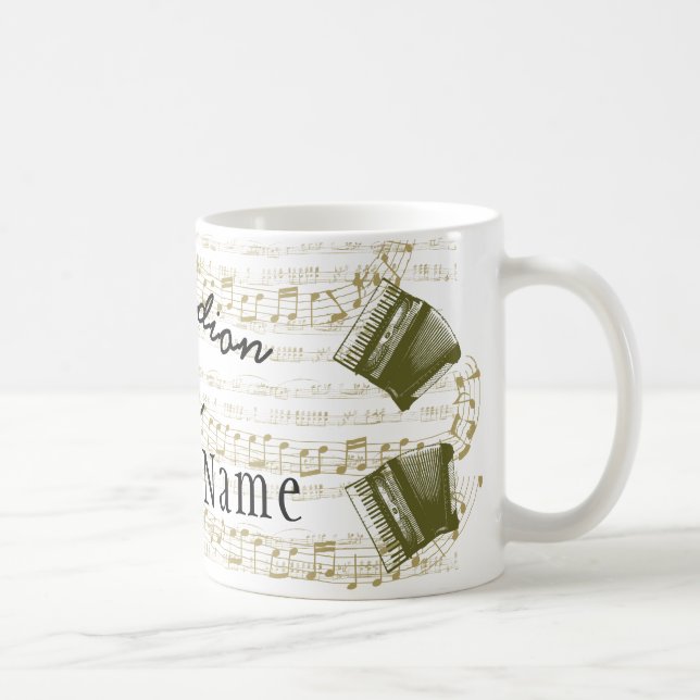 Accordion player mug 11 oz with your name (Right)