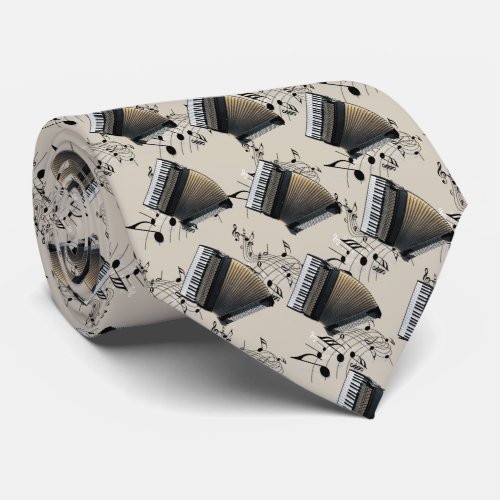 Accordion Player Music Necktie Gold Black White