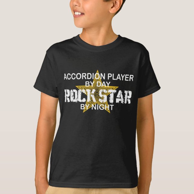 Accordion Player Rock Star by Night T-Shirt (Front)