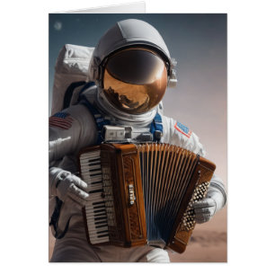 accordion playing astronaut cards