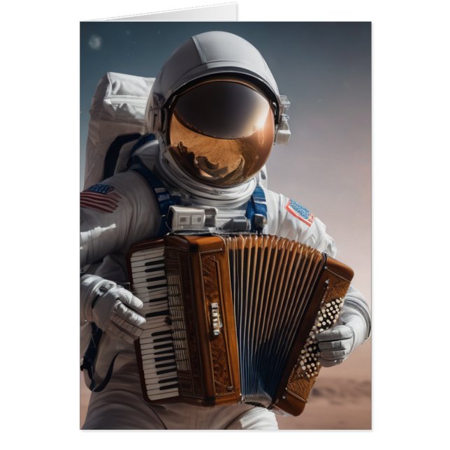 accordion playing astronaut cards (Front)