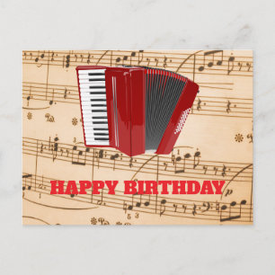 Accordion: Red Accordion, popular design, Postcard