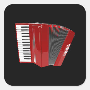 Accordion: Red Accordion Square Sticker