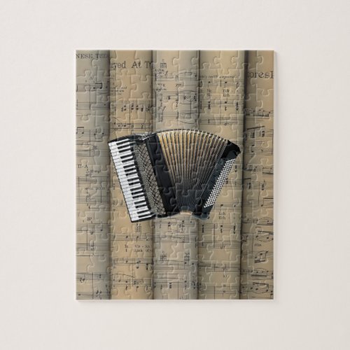Accordion  Rolled Sheet Music Background  Music Jigsaw Puzzle