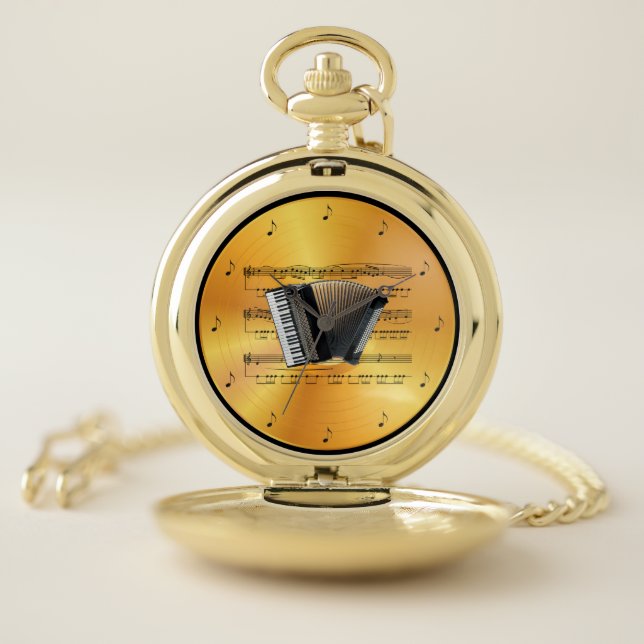 Accordion ~ Sheet Music ~ Gold Record ~ Pocket Watch (Inside)