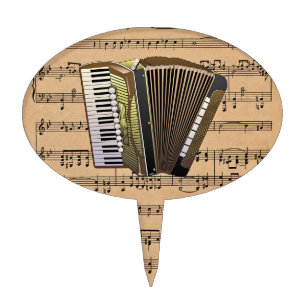 Accordion With Sheet Music Background Cake Topper