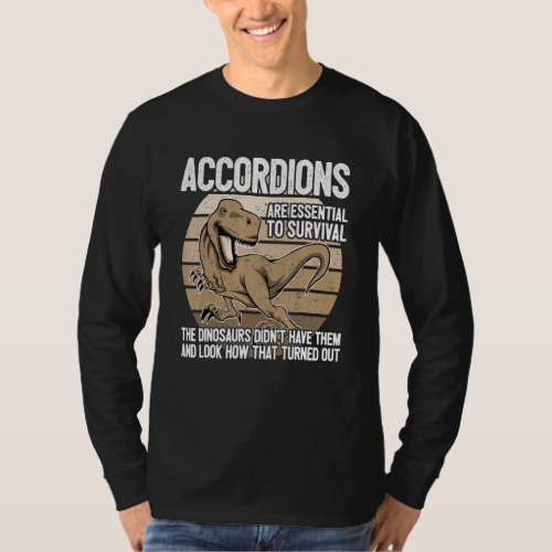 Accordionist Dinosaur T Rex Accordion Player Accor T_Shirt