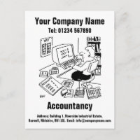 Accountancy Cartoon Design to Personalise Postcard