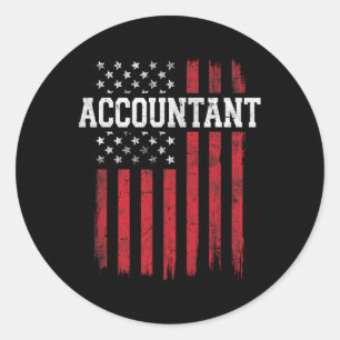 Accountant American Flag Usa Patriot Patriotic  Classic Round Sticker