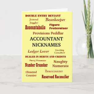 Accountant Birthday Accountant Nicknames Joke Card