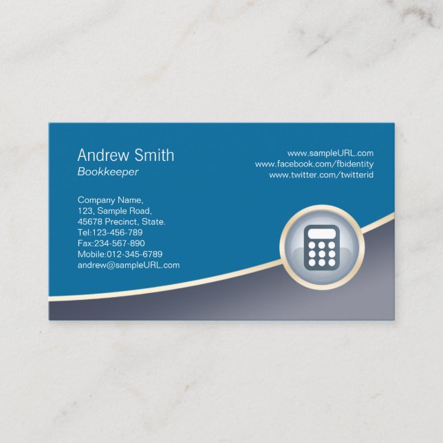 Accountant Bookkeeper Calculator Business Card (Front)