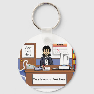 Accountant, Bookkeeper - Female Cartoon Keychain