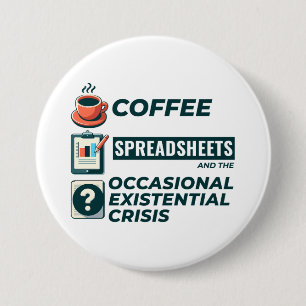 Accountant Bookkeeping Coffee Spreadsheets Funny  Button