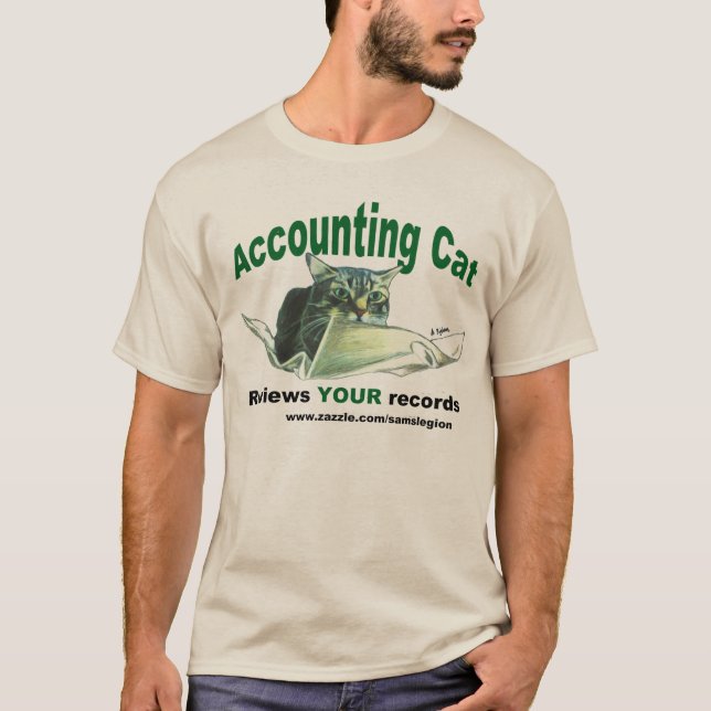 Accountant Cat Review YOUR records T-Shirt (Front)