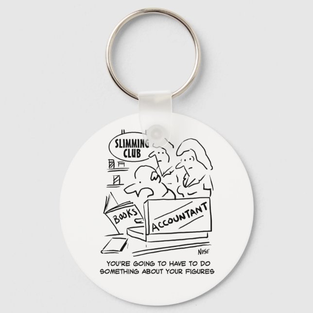 Accountant Checks the Books at a Slimming Club Keychain (Front)