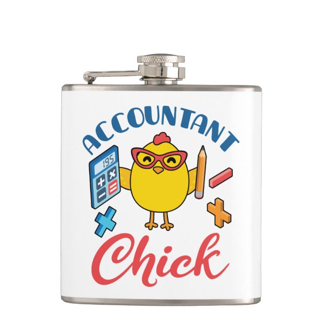 Accountant Chick Accounting CPA Graduation Women Flask (Front)
