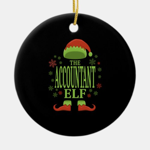 Accountant Christmas Elf Ceramic Ornament