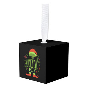 Accountant Christmas Elf Cube Ornament