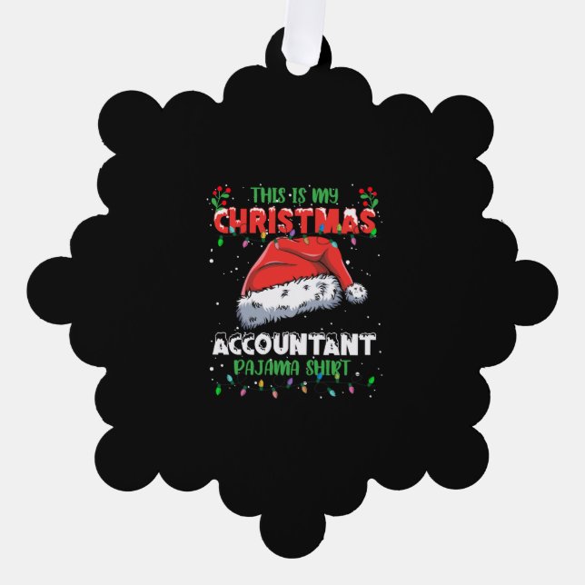 Accountant Christmas Lights Pajama Shirt Ornament Card (Front)