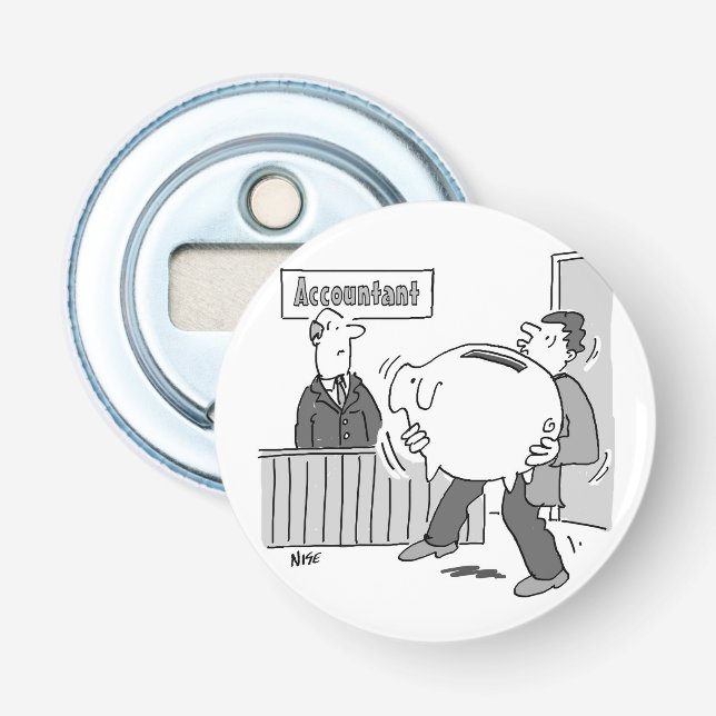 Accountant Client with Huge Piggy Bank Bottle Opener (Front)